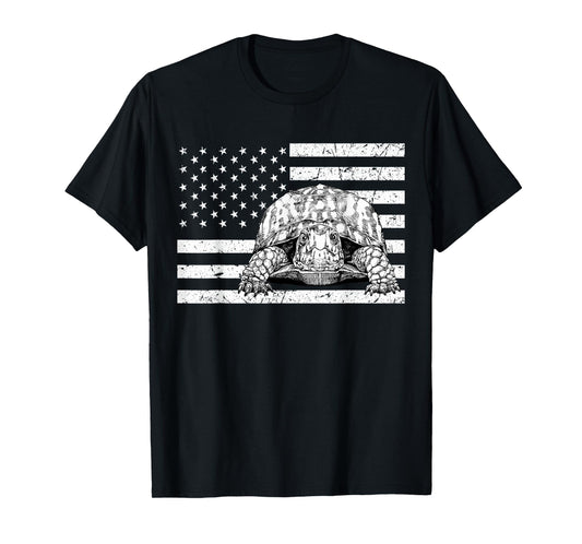 Eastern Box Turtle 4th of July US American Flag Patriotic T-Shirt