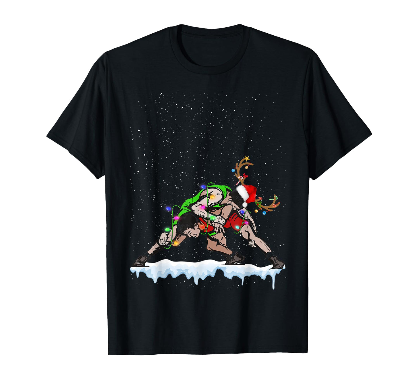 Christmas Wrestling Santa Hat Xmas Boys Men Sport T-Shirt