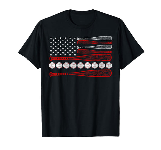 American Flag Baseball Red White Blue 4th of July Boys Men T-Shirt