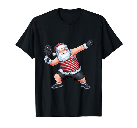 Funny Santa Clause Playing Pickleball Christmas Father's Day T-Shirt