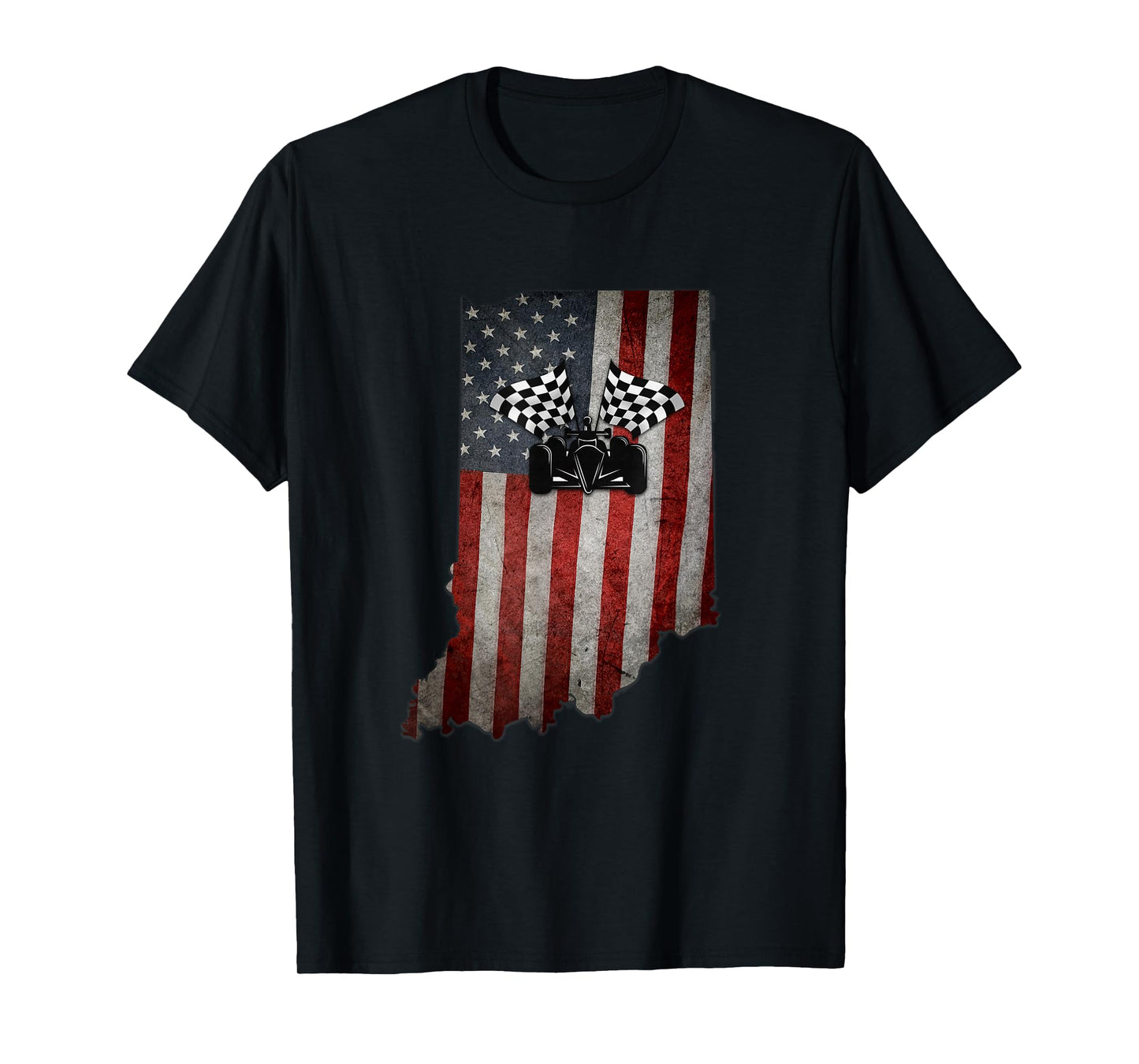 State of Indiana Racecar T Shirt Vintage Distressed Look T-Shirt
