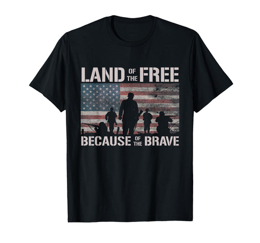 Land Of The Free Because Of The Brave American Flag T-Shirt