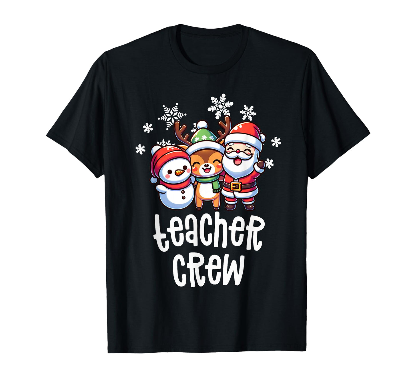Christmas Teacher Crew Santa Snowman Holiday School Squad T-Shirt
