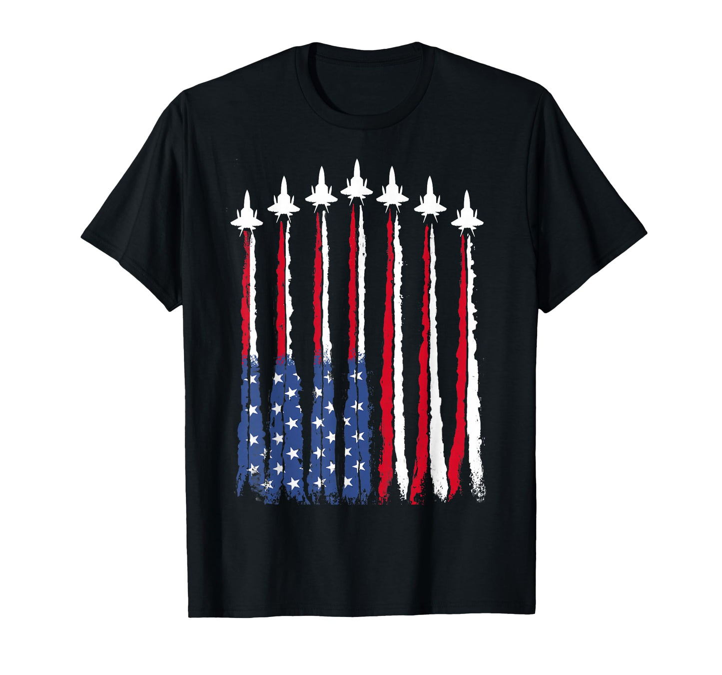 Patriotic Red White Blue USA Flag Fighter Jets 4th of July T-Shirt