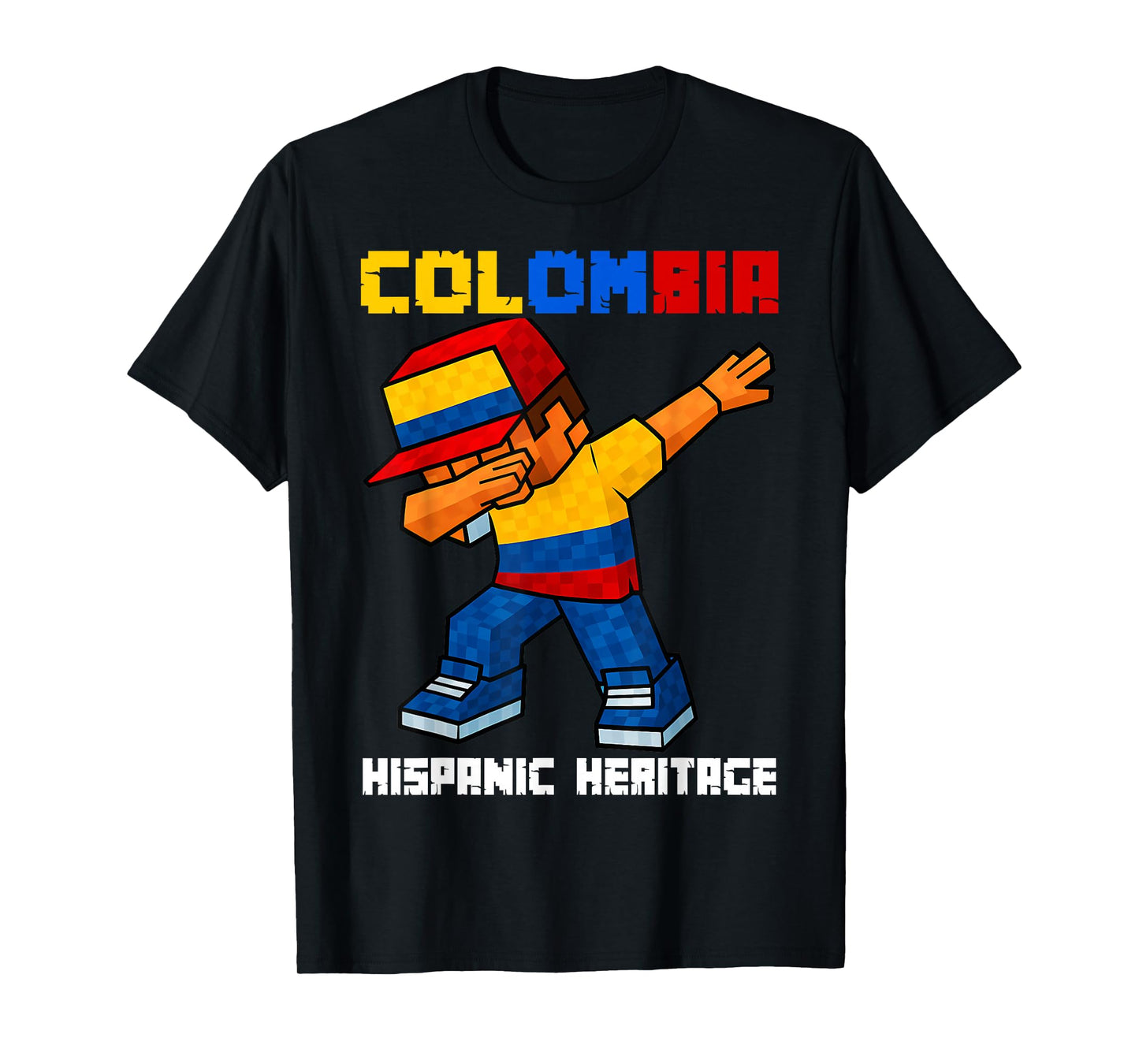Colombia Dab Boy Game Pixel Hispanic Heritage Colombian Kids T-Shirt