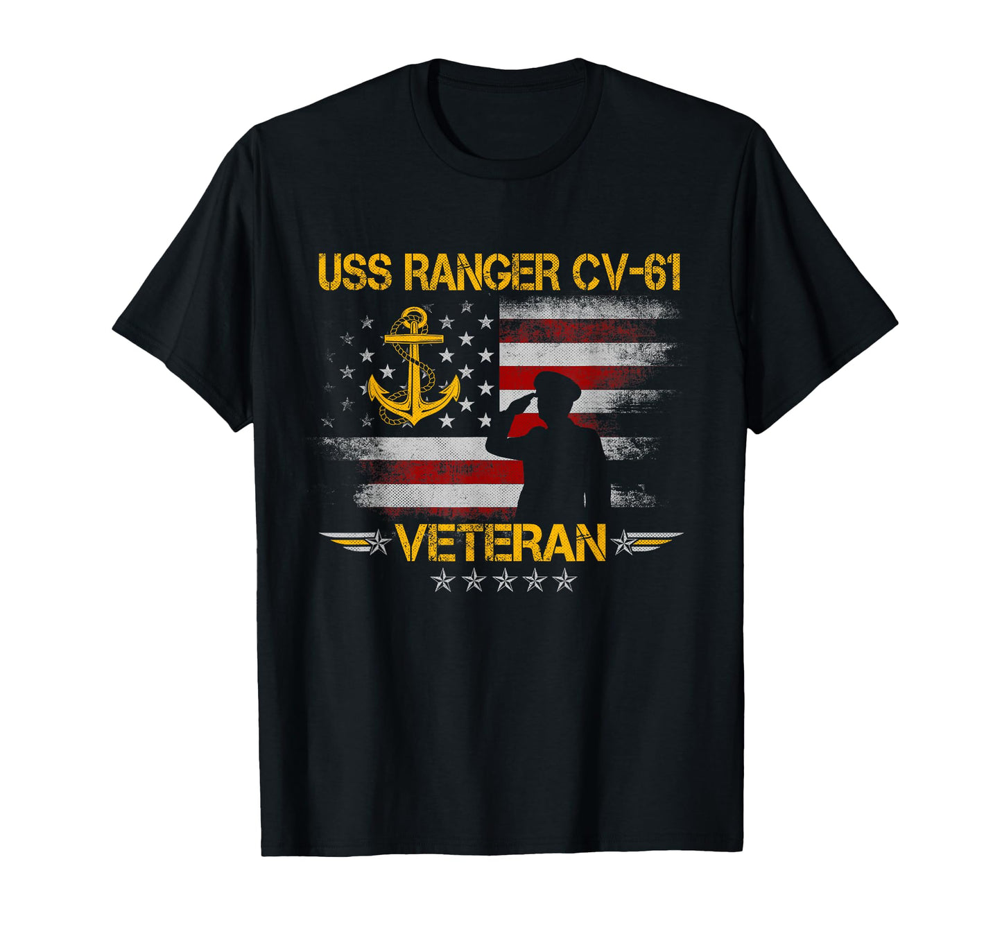 USS Ranger CV-61 Aircraft Carrier Veteran Flag Veterans Day T-Shirt