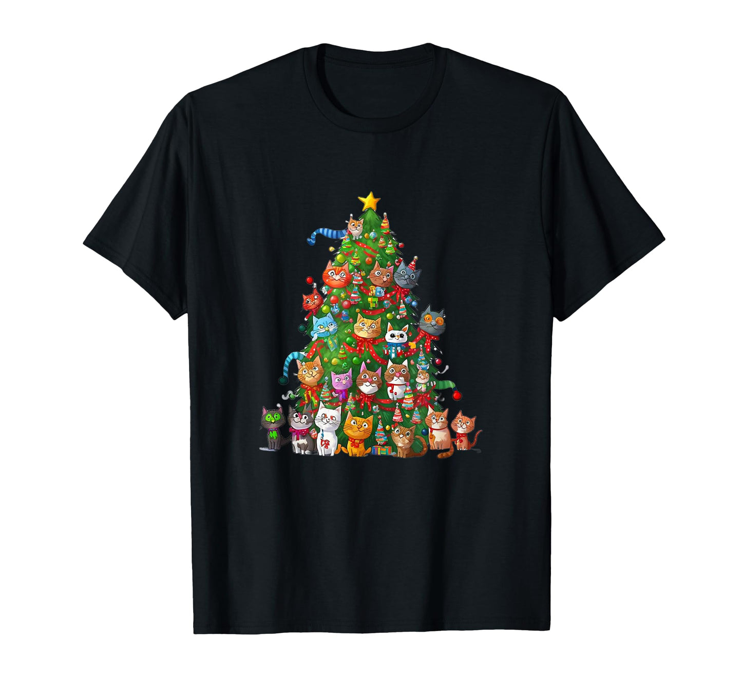 Cat Christmas Tree Funny Cats, Cute Kittens Christmas Tree T-Shirt