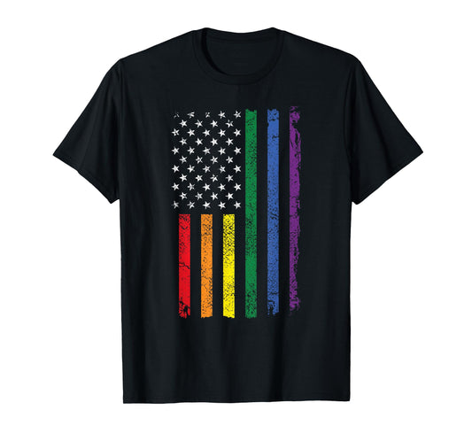 American Rainbow Flag LGBT Pride Tshirt T-Shirt
