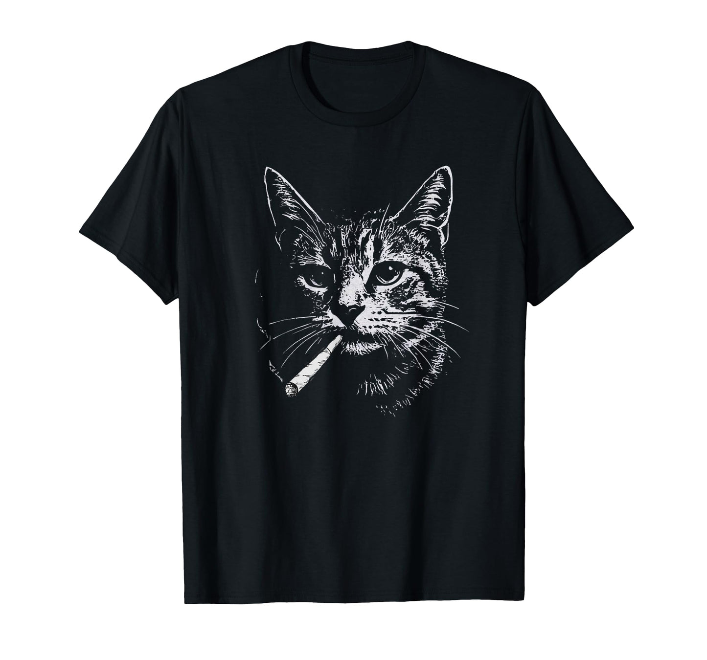 Graphic Art Animal Lover Adult Cat Smoking Blunt Weed Funny T-Shirt