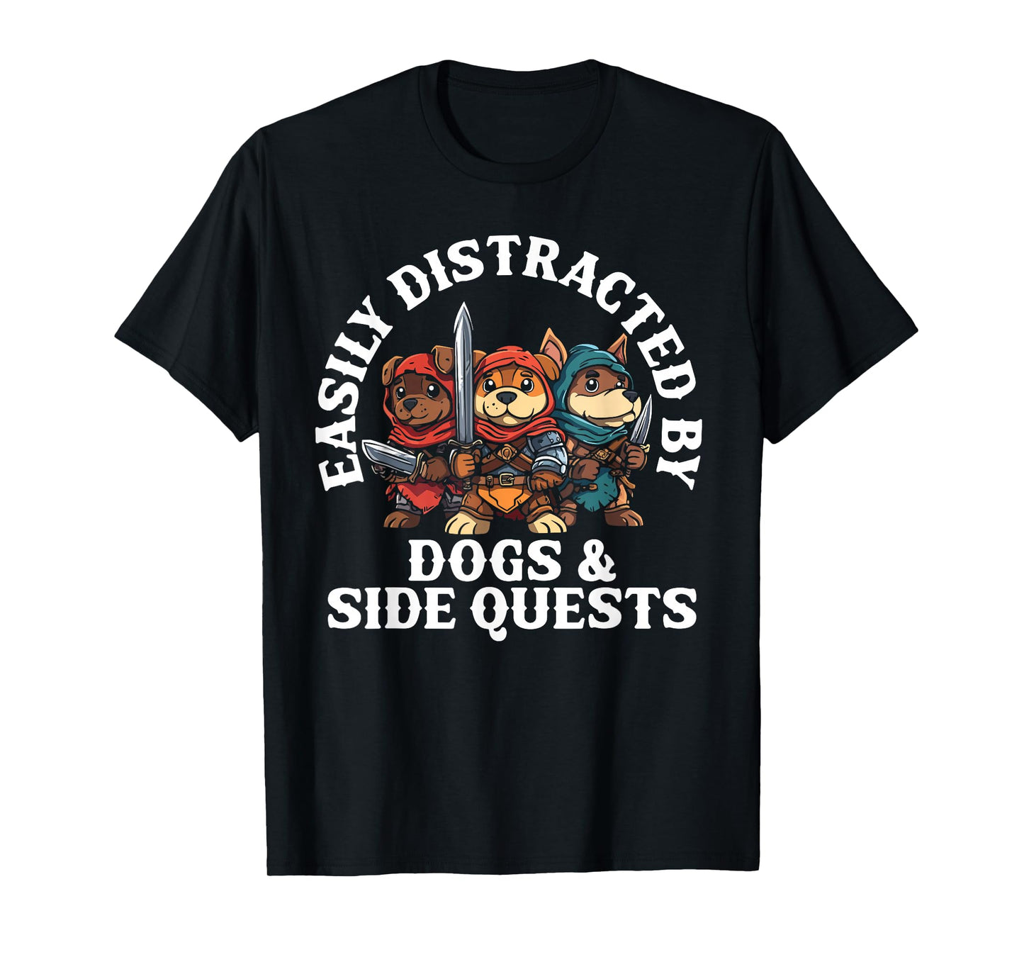 RPG Gamer Dog Distraction During Side Quest Nerdy T-Shirt