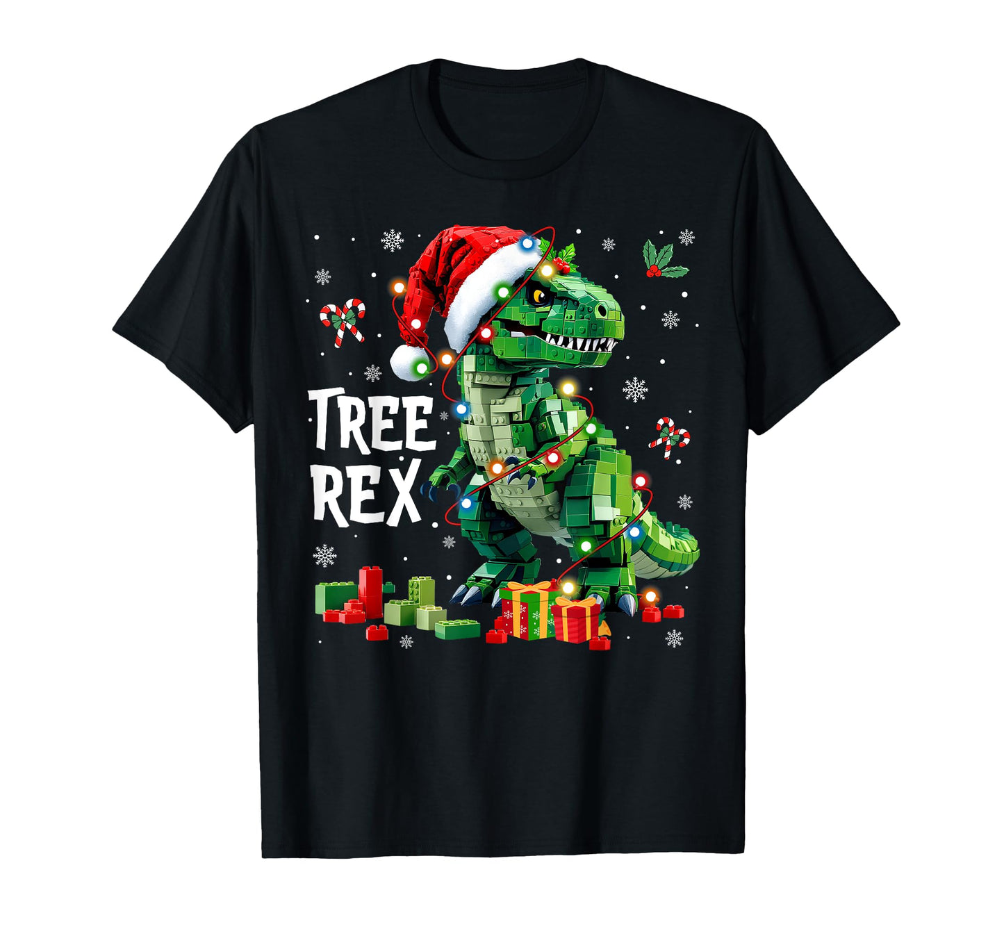 Christmas Builder Block Brick Building Dinosaur Mens Boys T-Shirt
