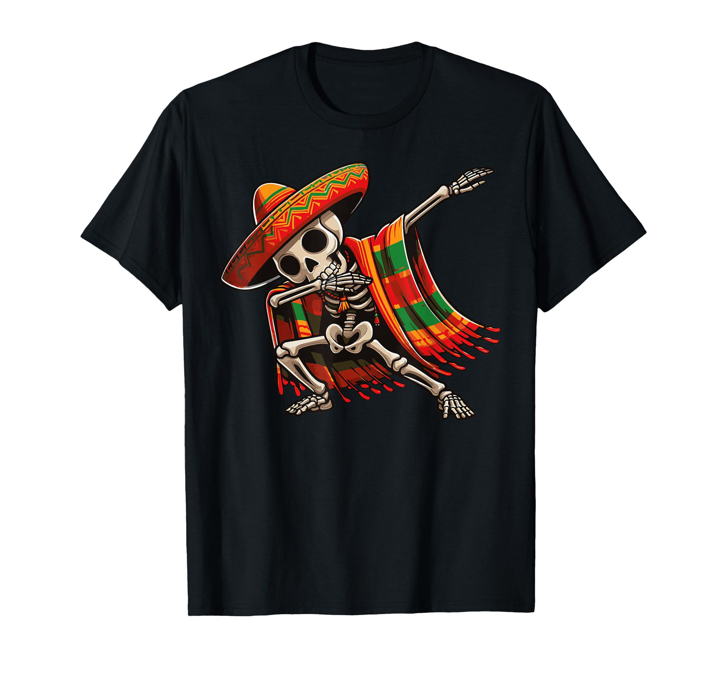 Dab Mexican Skeleton Poncho Sombrero Cinco de Mayo Skeleton T-Shirt