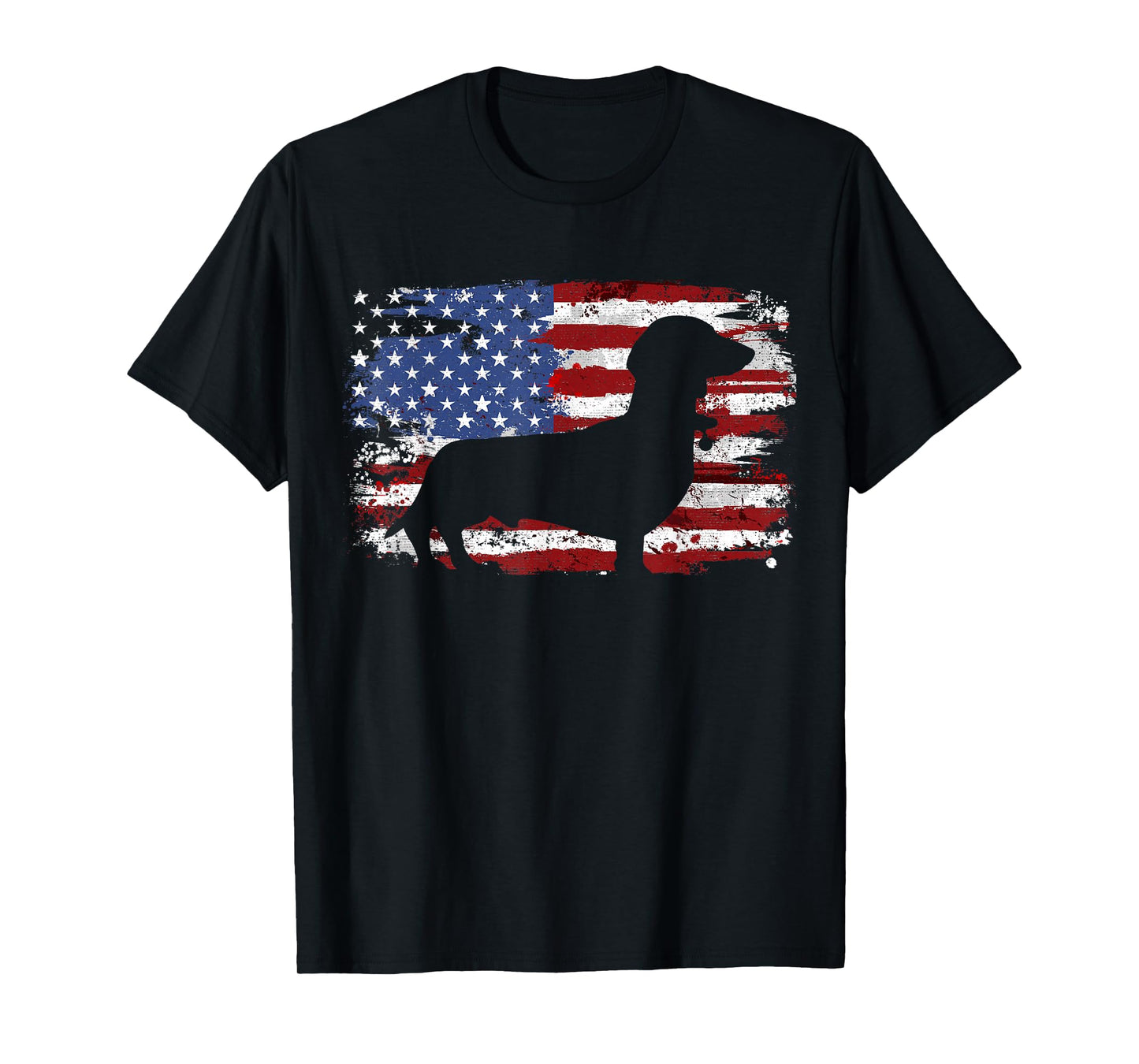 Dachshund Weiner Vintage American Flag T-Shirt Small