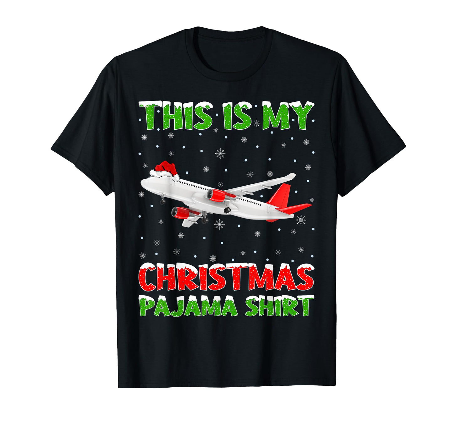 Airplane Xmas Tree Lights This Is My Christmas Pajama T-Shirt