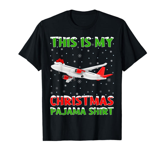 Airplane Xmas Tree Lights This Is My Christmas Pajama T-Shirt
