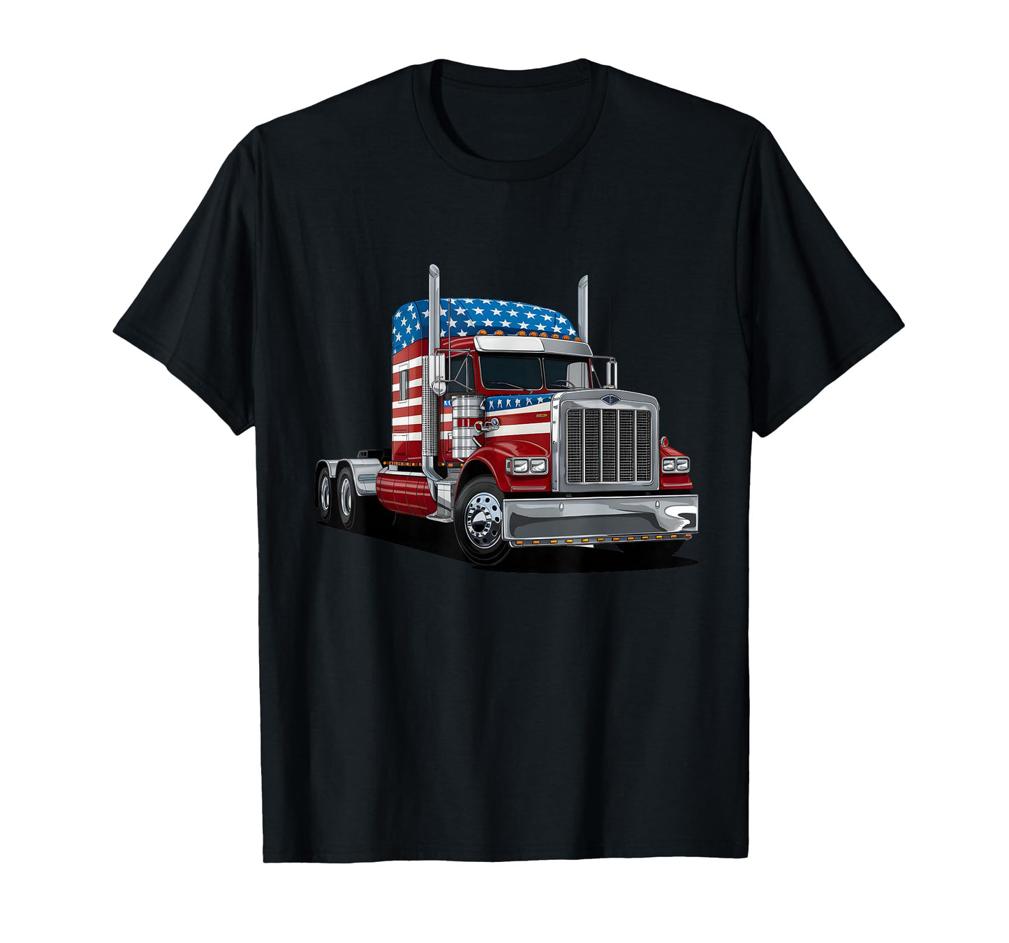 US American Flag Semi Truck Driver Trucker 4th Of July T-Shirt