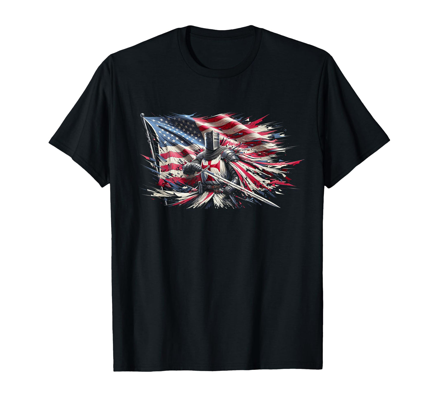 Knight Templar American Flag Crusader T-Shirt for Women Men