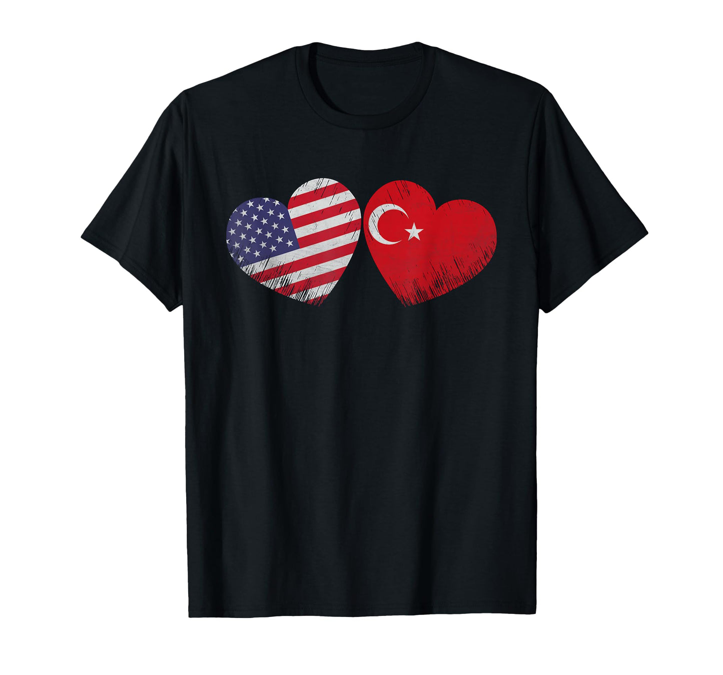 Heart Turkish American Flag Patriotic Family Heritage T-Shirt