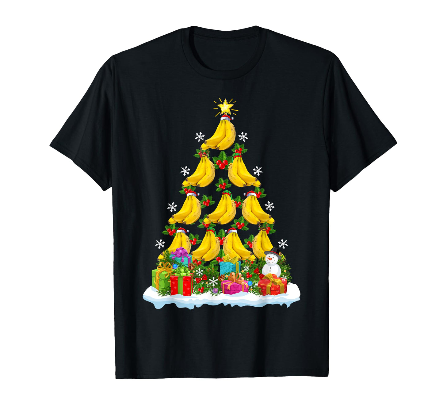 Banana Fruit Xmas Decoration Santa Banana Christmas Tree T-Shirt