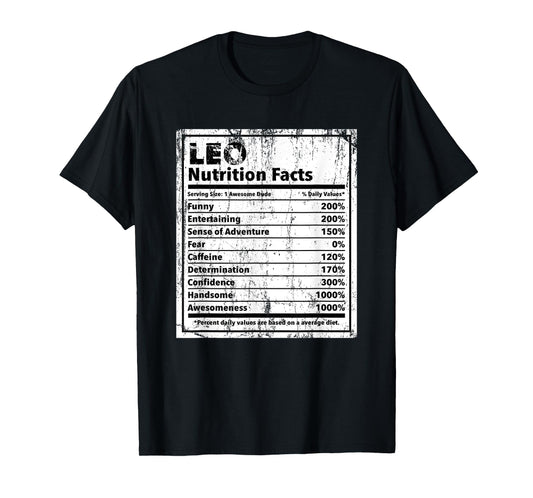 Leo Nutrition Facts Funny Name Humor Nickname Sarcasm T-Shirt