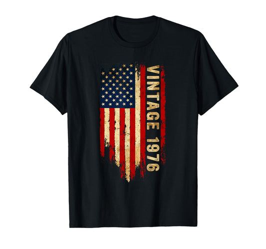 Vintage 1976 Made In 1976 American Flag 50th Birthday Gifts T-Shirt