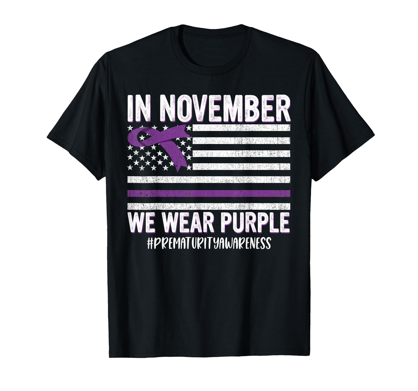 Prematurity Awareness Ribbon USA Flag T-Shirt