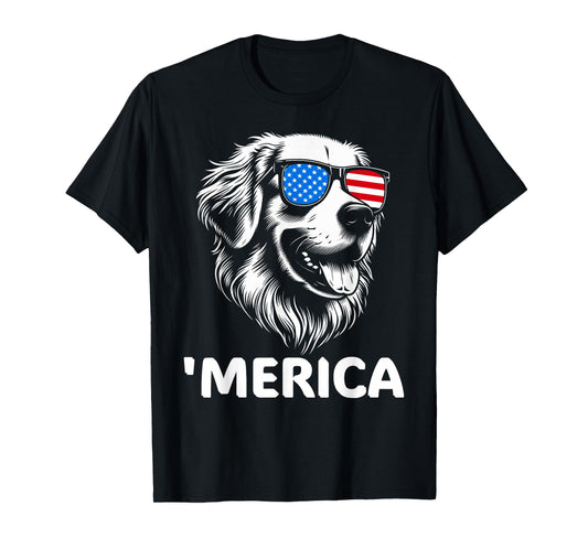 'Merica Patriotic Golden Retriever Dog 4th of July T-Shirt