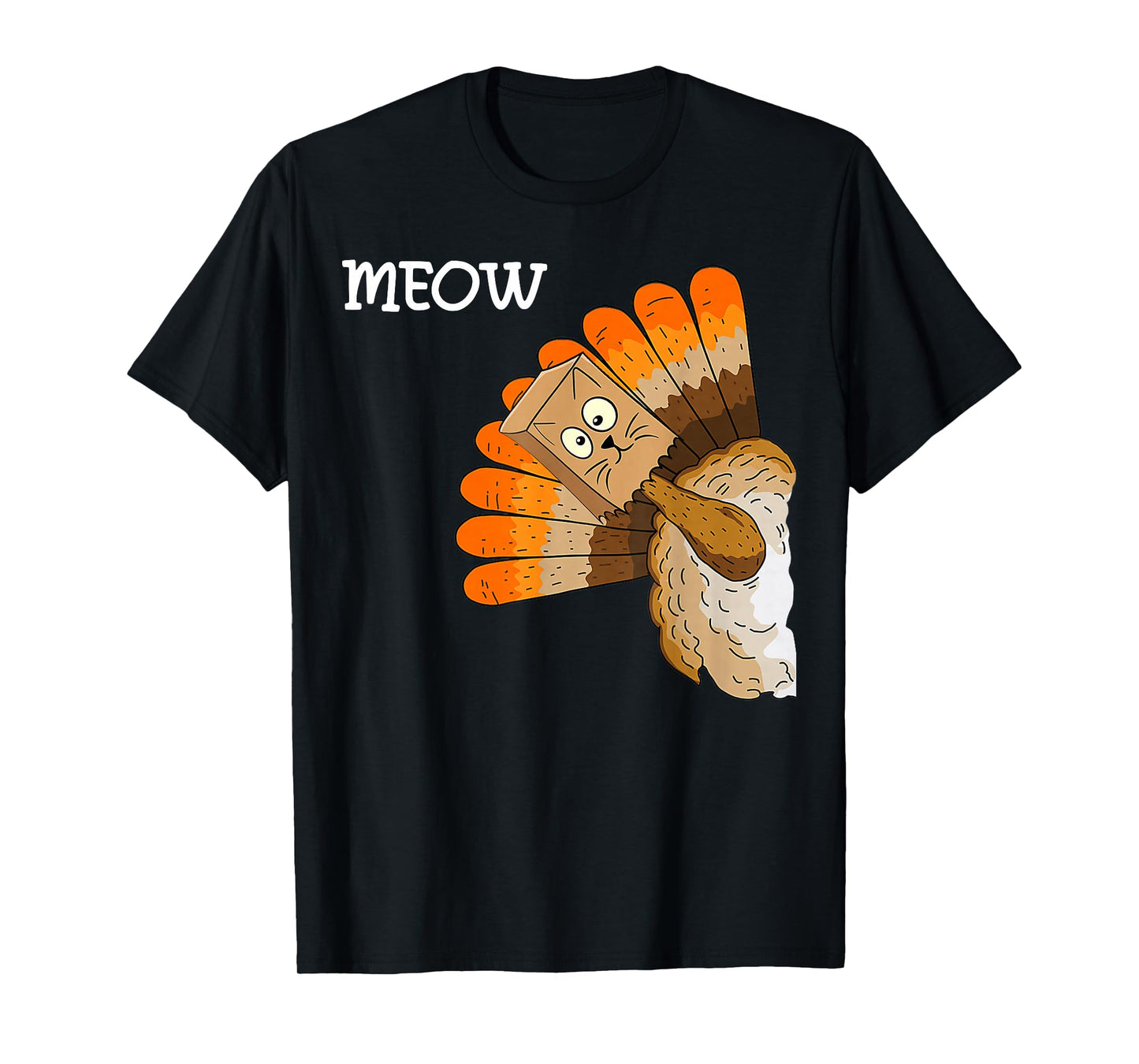 Thanksgiving Turkey Cat Meow Cute Thanksgiving Autumn T-Shirt