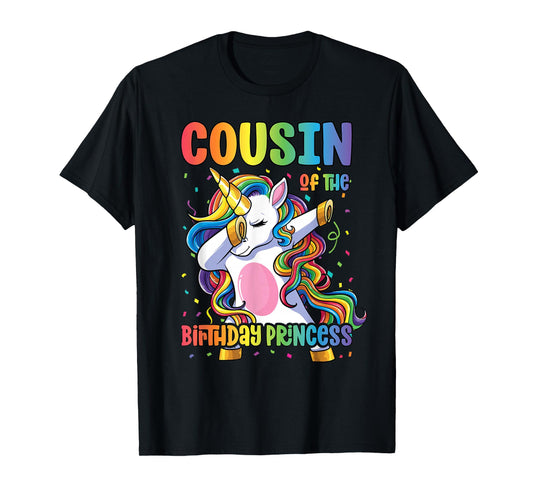 Cousin of the Birthday Princess Girl Dabbing Unicorn Cousin T-Shirt