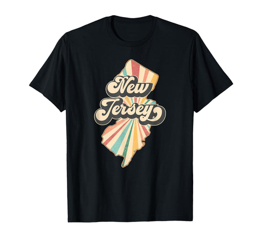 New Jersey State - Retro Map Flag Souvenir Men Women Kids T-Shirt