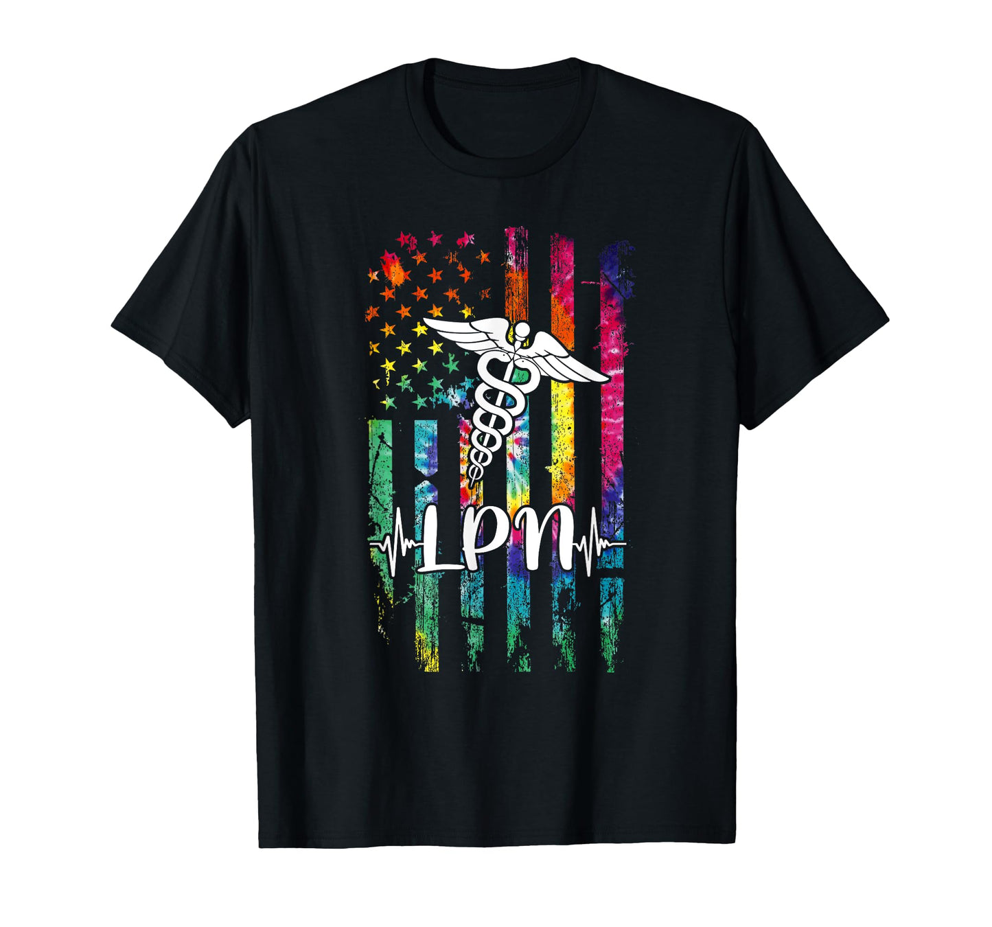 American Flag Tie Dye LPN Costume Nurse Day Nursing Women Men T-Shirt