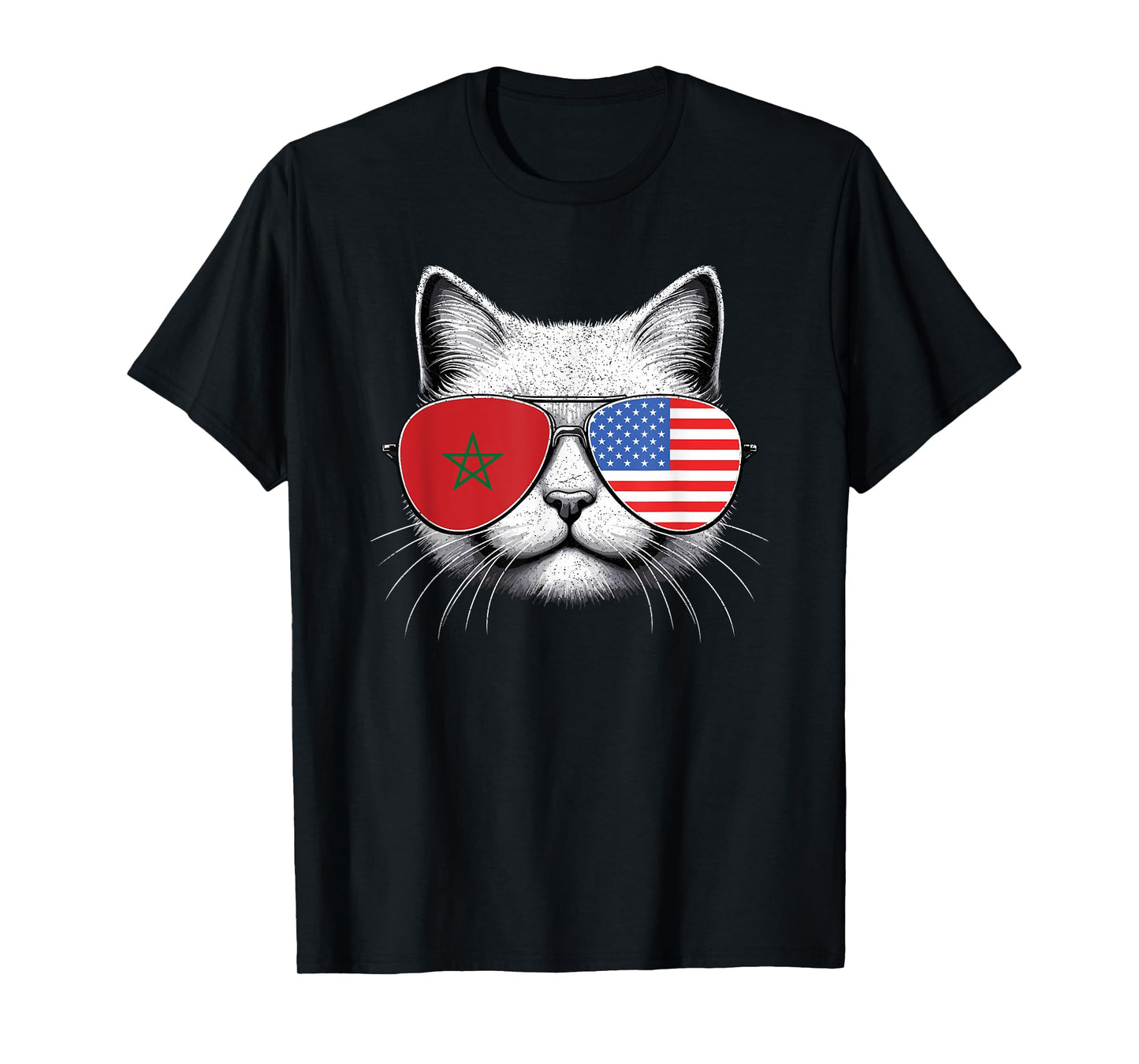 Moroccan American Flag Funny Cat Morocco USA T-Shirt