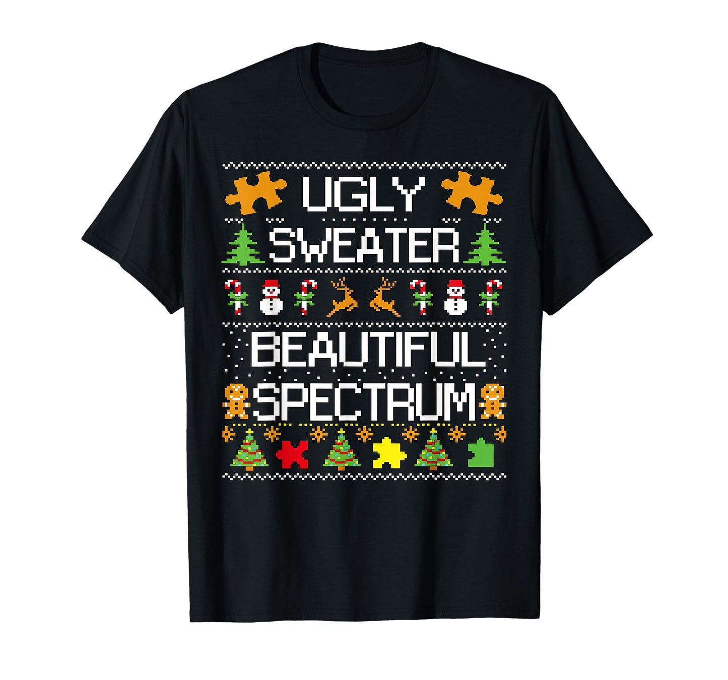 Autism Awareness Puzzle Ugly Sweater Xmas Beautiful Spectrum T-Shirt
