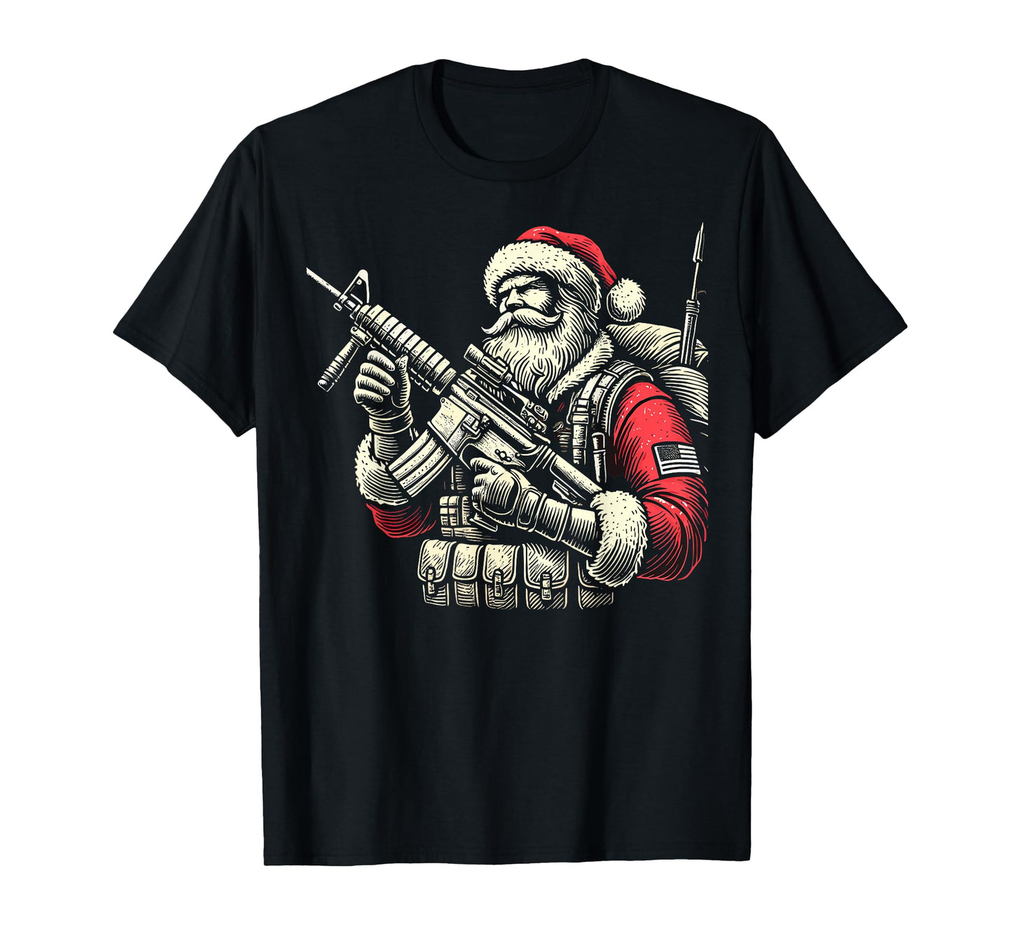 Patriotic Santa Claus Soldier Christmas Military Veteran T-Shirt