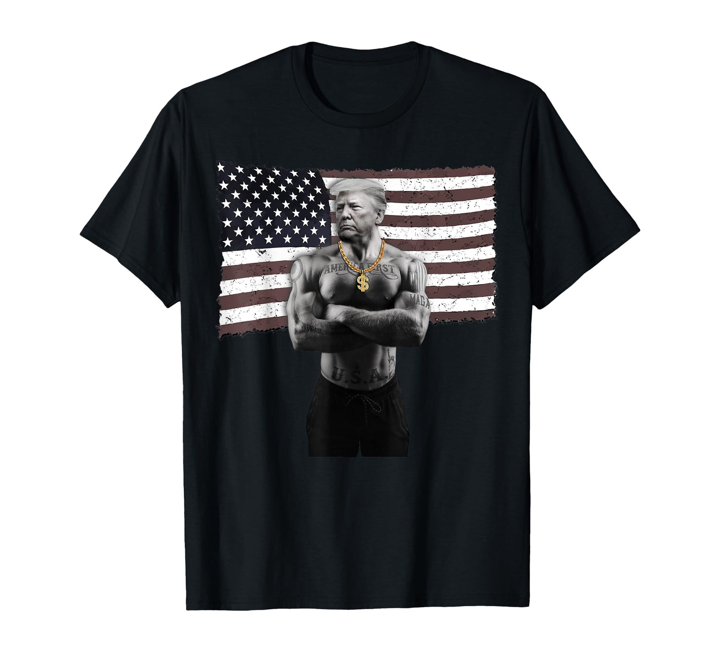 Gangster Donald Trump Tattoo Republican Funny Hip Hop Chain T-Shirt