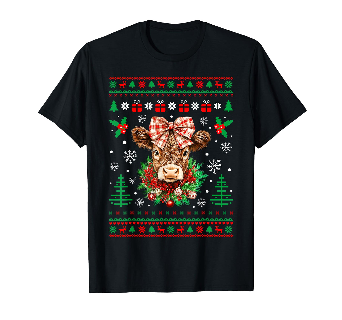 Cow Christmas Western Cowgirl Cowboy Ugly Xmas Sweater T-Shirt