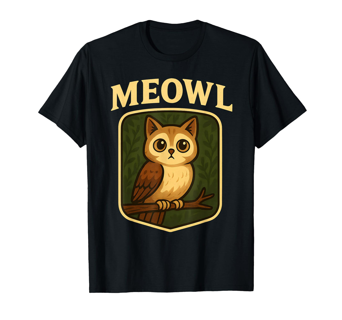 Meowl - Funny Meow Cat Owl Brainrot Meme Teen Kids Gaming T-Shirt