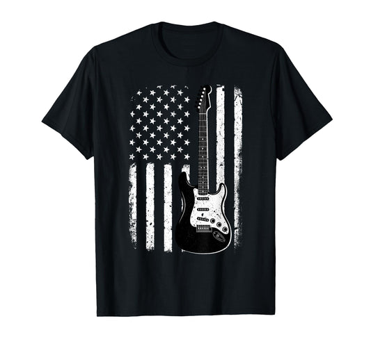 Guitar American Flag Guitarist USA Patriotic Electric Guitar T-Shirt