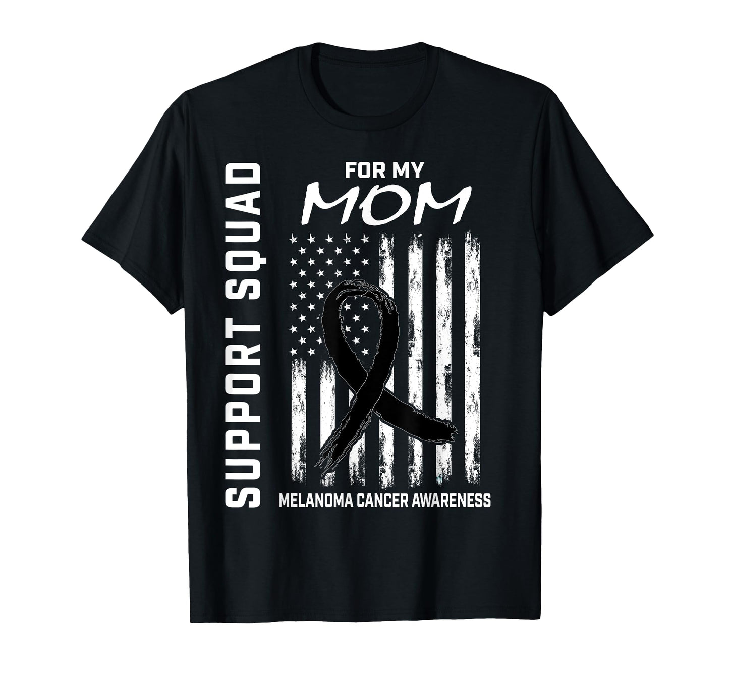 Black Melanoma Cancer Awareness Flag Mom Support Products T-Shirt