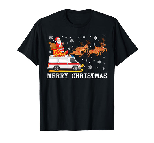 Ambulance Santa Claus Sleigh Christmas For EMS Pajama T-Shirt