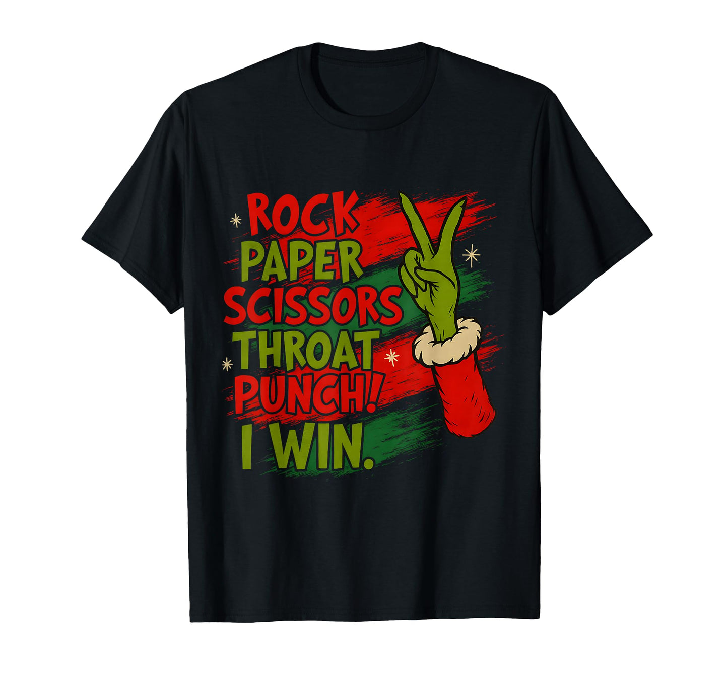 Funny Christmas Rock Paper Scissors Throat Punch T-Shirt
