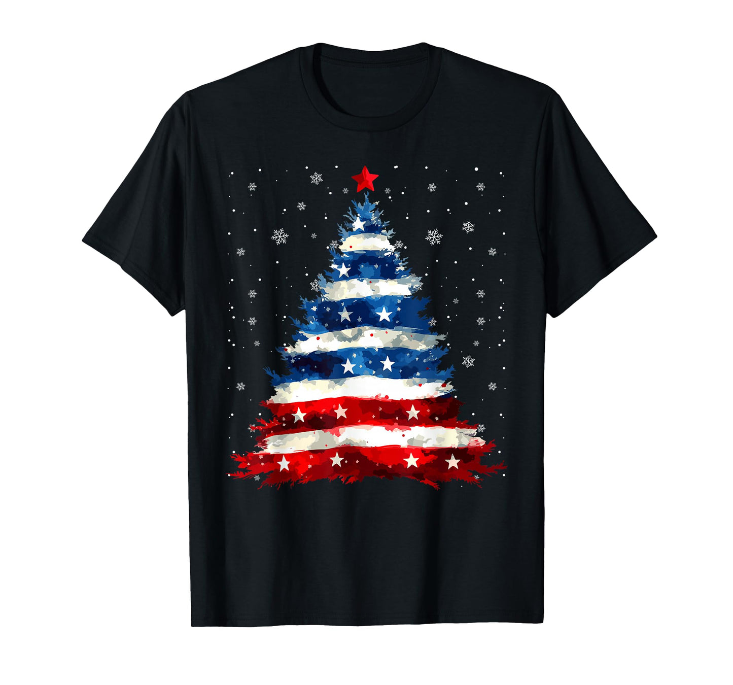 Funny Christmas Tree USA Flag Merry Christmas Pajamas Xmas T-Shirt