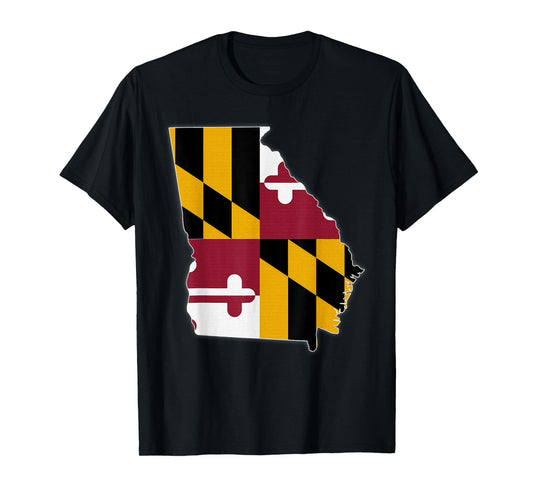 GEORGIA STATE MAP MARYLAND MD Flag Roots Men Women Gift T-Shirt