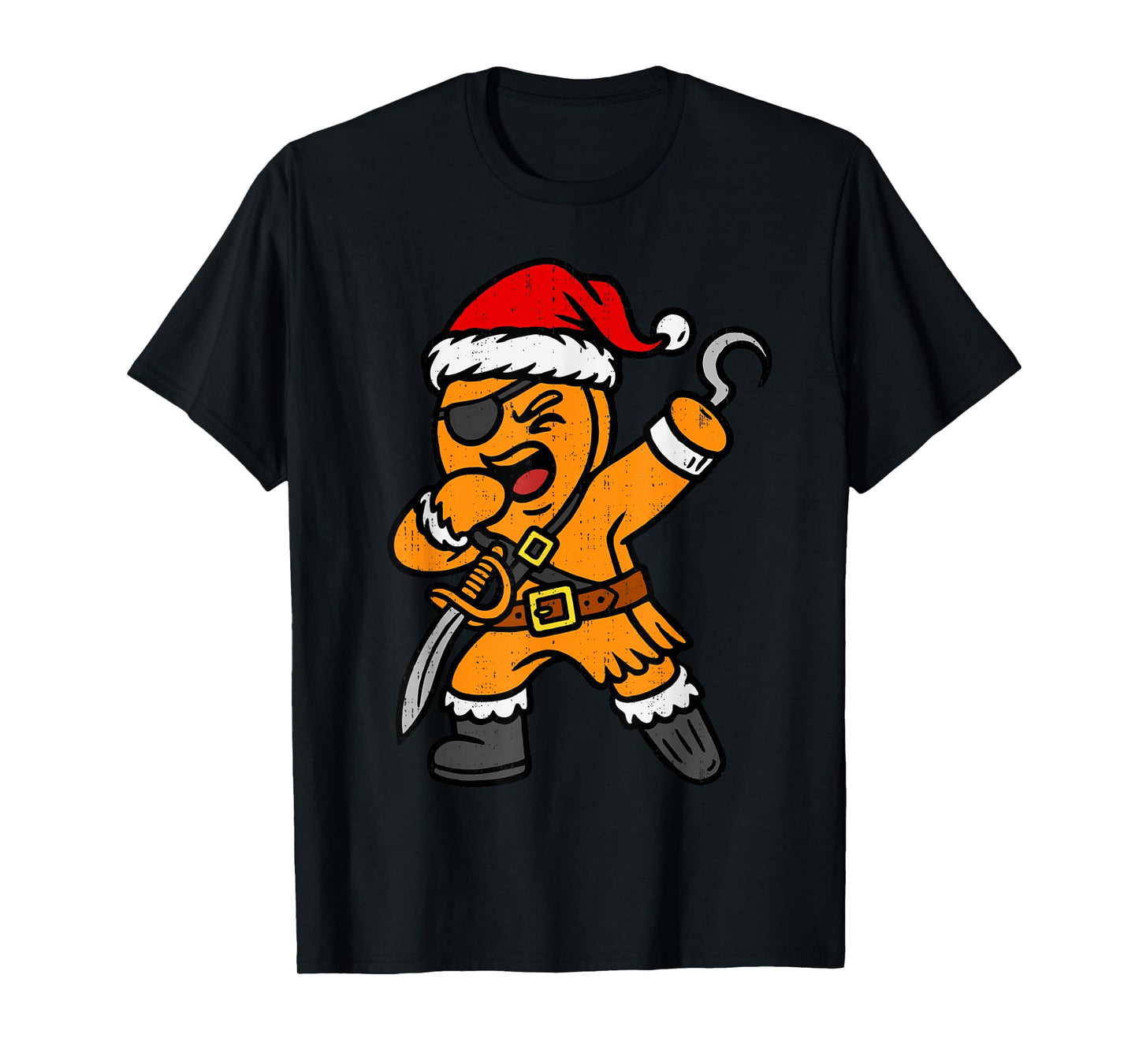 Dabbing Gingerbread Pirate Santa Christmas Dab Teen Boys Kid T-Shirt