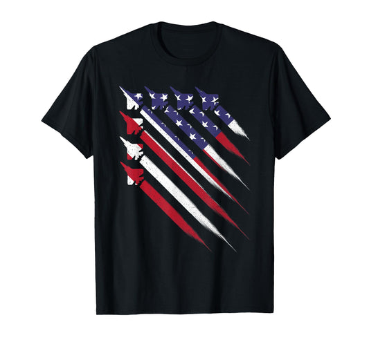 Patriotic 4th of July Jet USA American Flag Men Boys T-Shirt