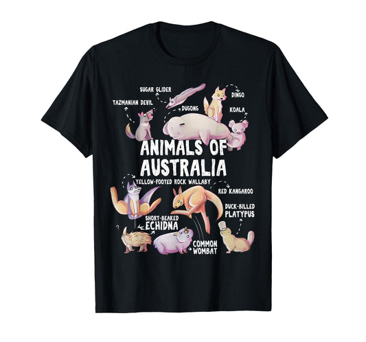 Animals of Australia Australian Animal Educational Gift Cute T-Shirt