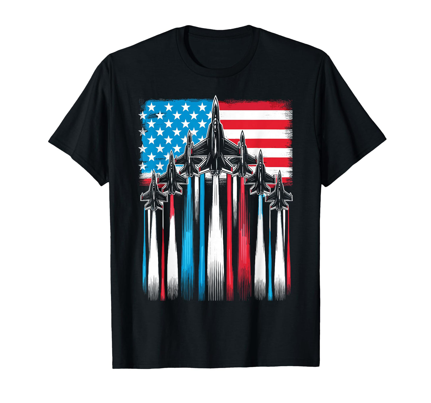 Patriotic Airplane Fighter Jet USA Flag 4th Of July T-Shirt