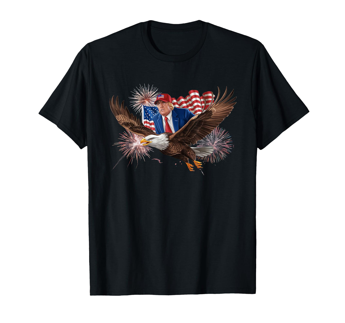 Patriotic Trump Riding Bald Eagle American Pride July 4th T-Shirt