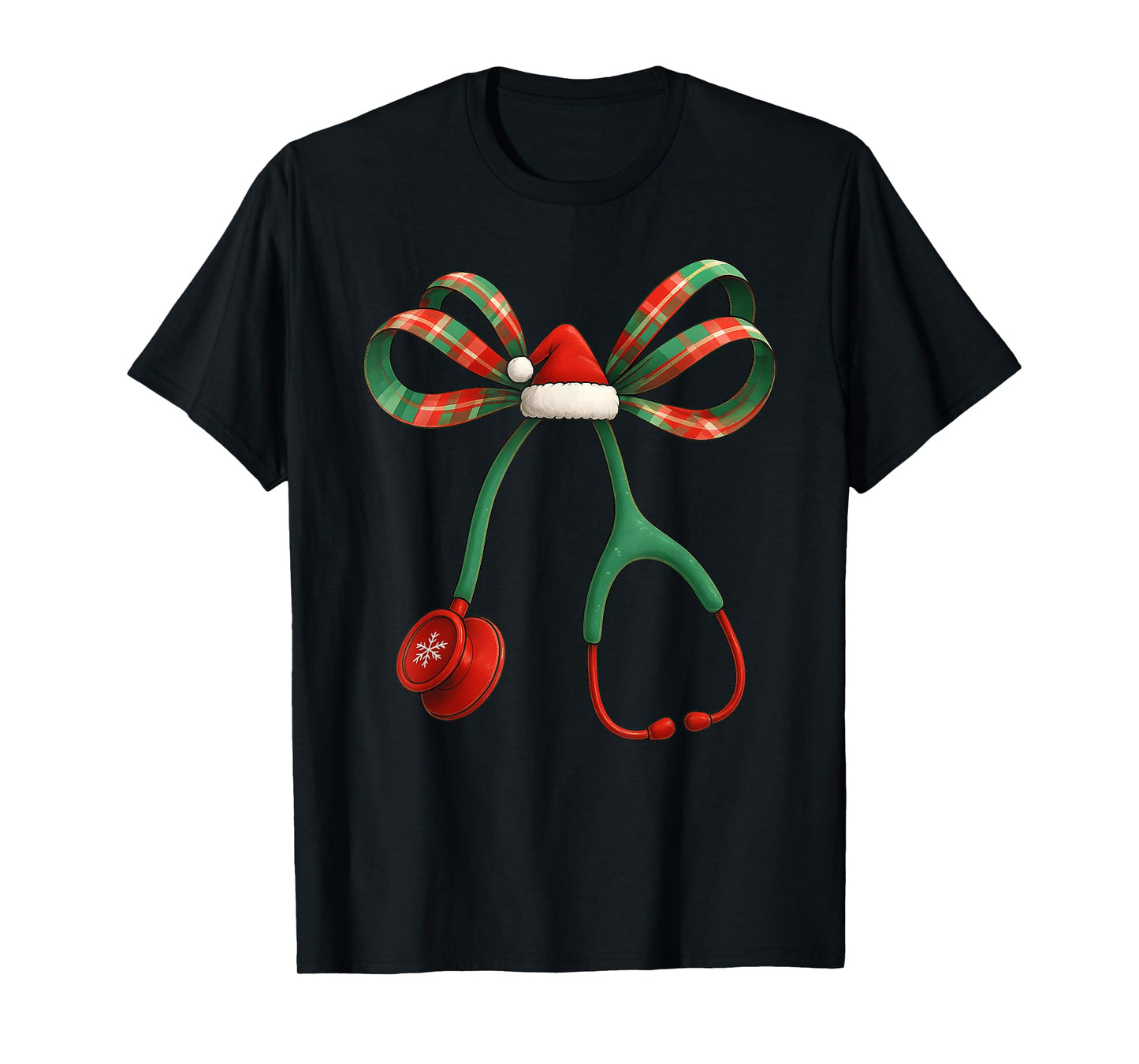 Christmas Coquette Bow Stethoscope Medical Nurse Women Girl T-Shirt