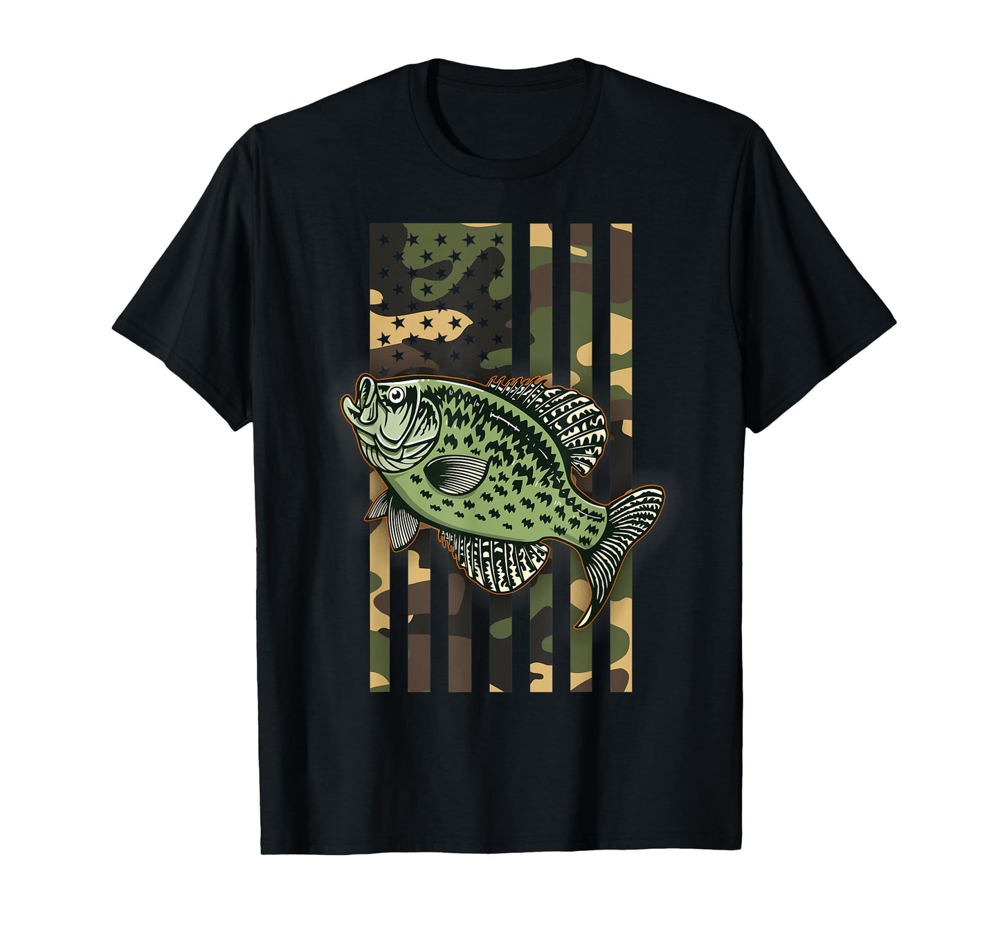Fishing Camo American Flag Crappie Camouflaged Graphic Women Men T-Shirt